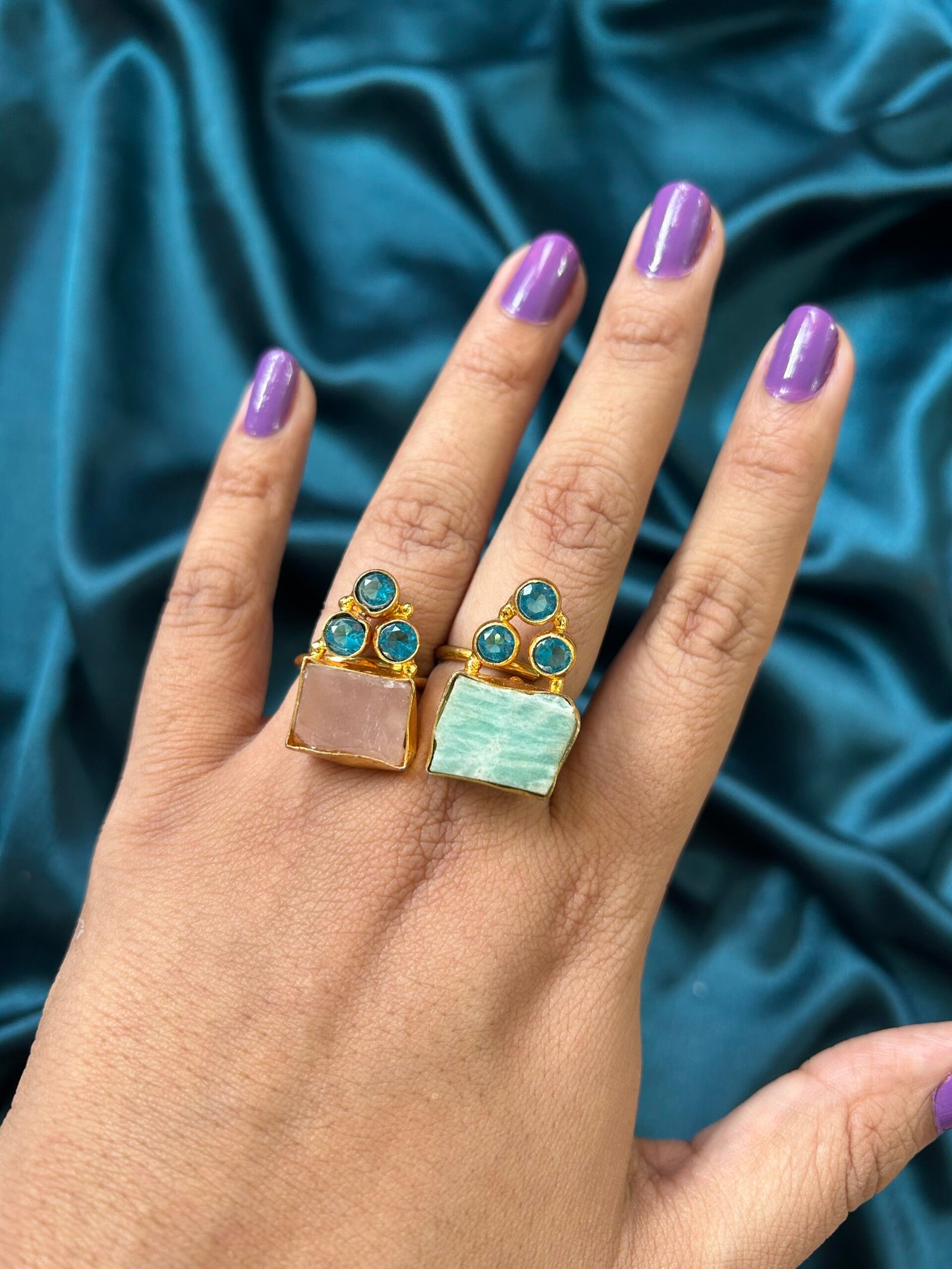 Brass Stone Ring - Pink