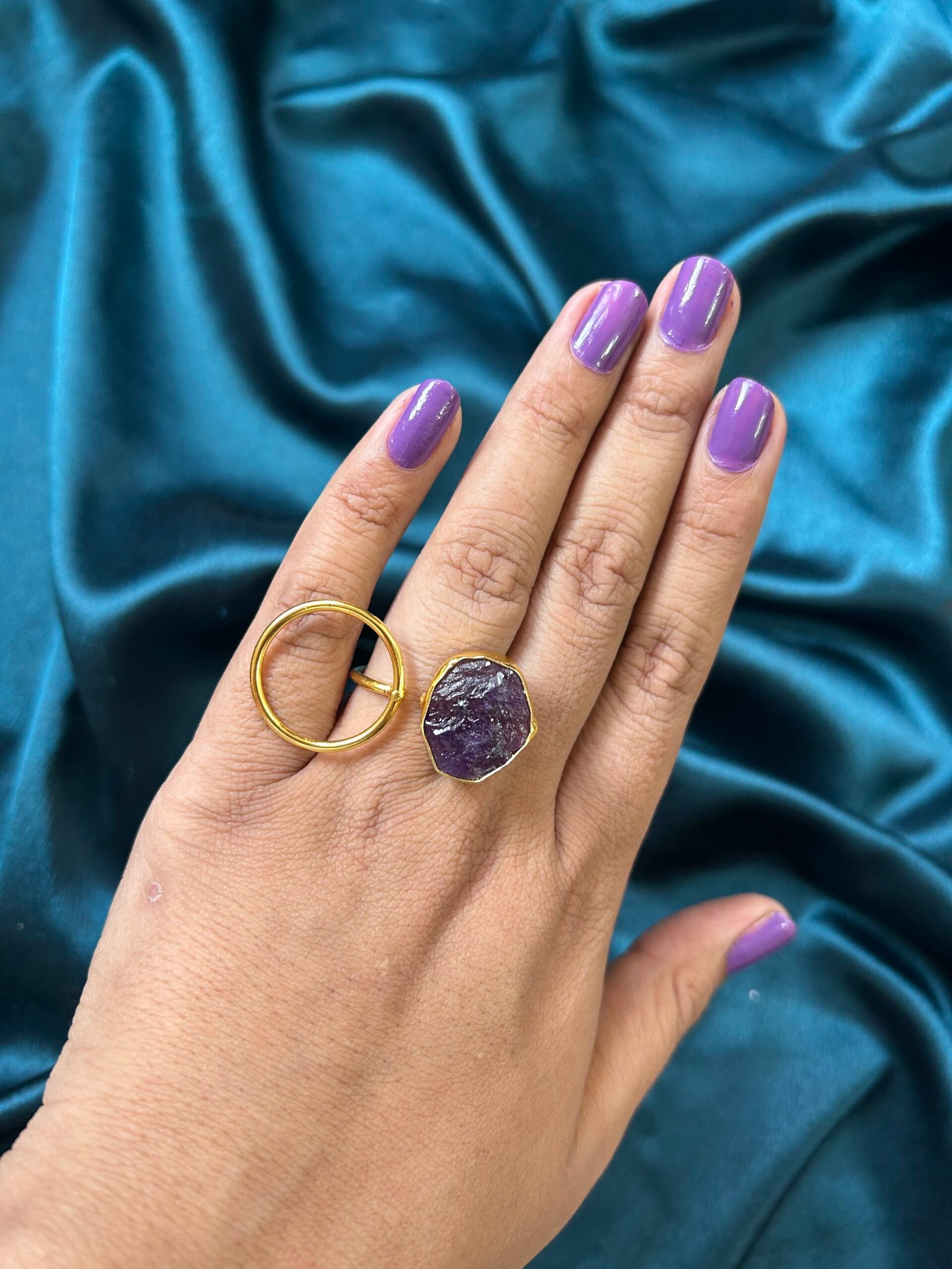 Brass Stone Ring - Purple