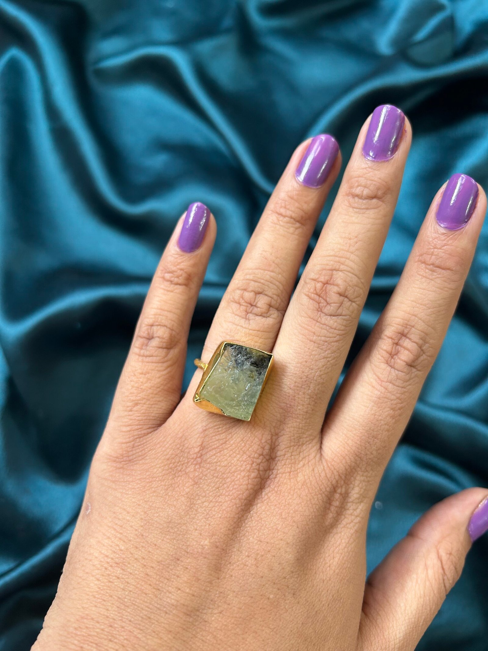 Brass Stone Green Ring