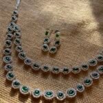 Double Line Emerald Green AD Necklace