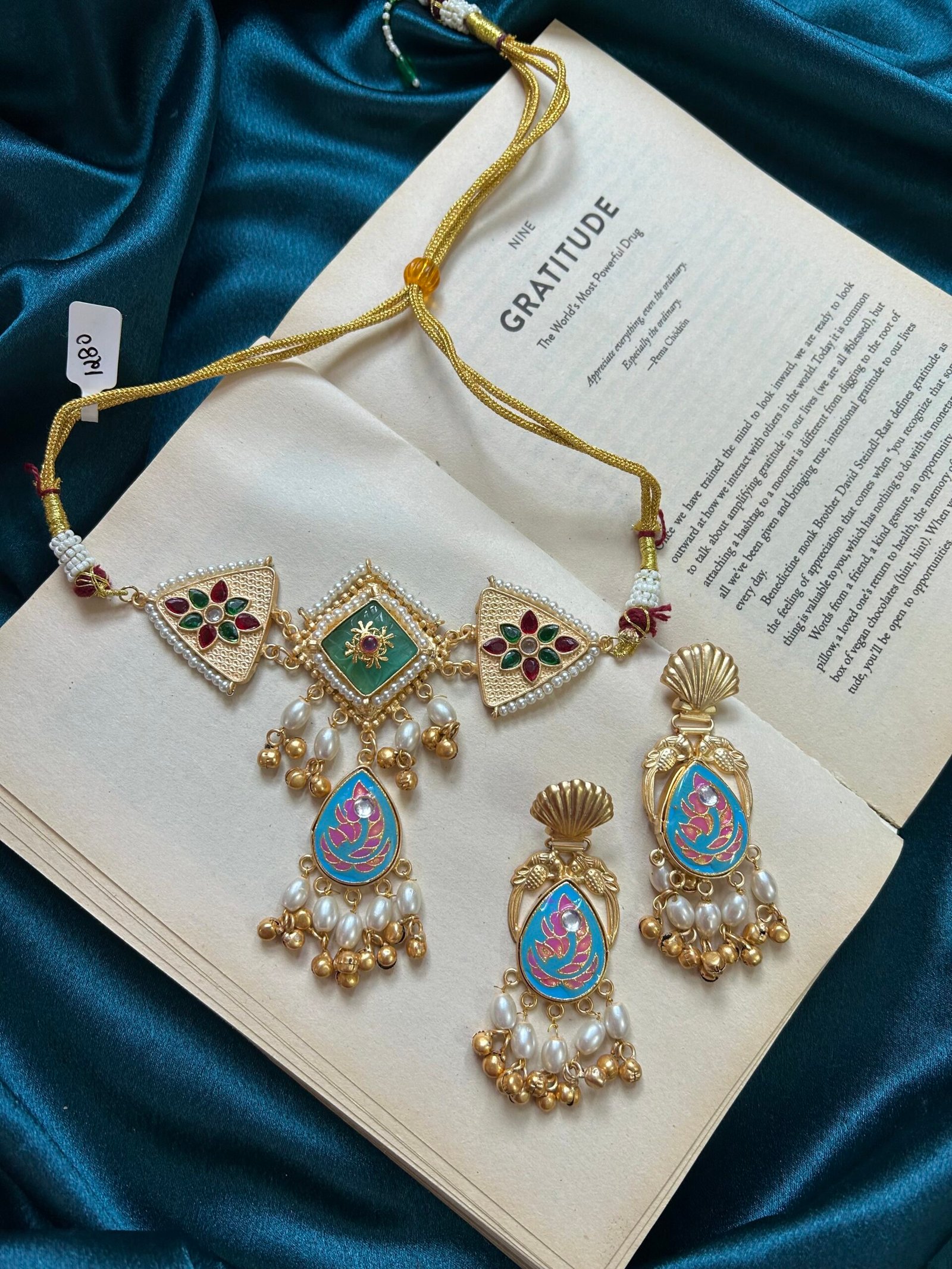 IMG_5693 Kashmiri Necklace Set With Earrings - Blue - Image 1