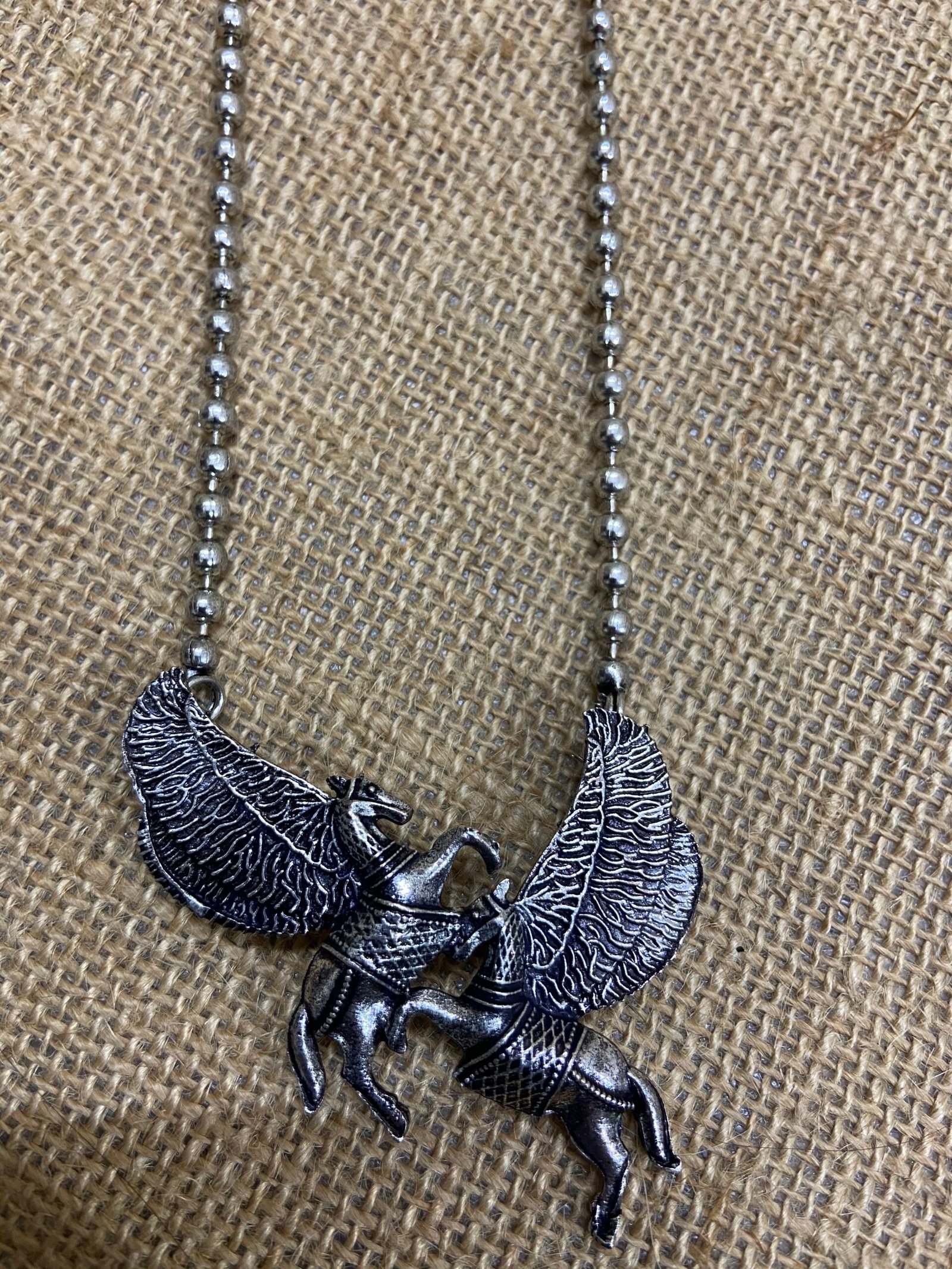 IMG_5715 Long Oxidise Necklace With Pendant - Horse Design - Image 1
