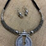 Oxidise Choker Set - Circle Hanging