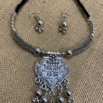 Oxidise Choker Set - Circle Hangings