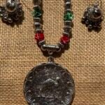 Long Multi Necklace With Round Pendant