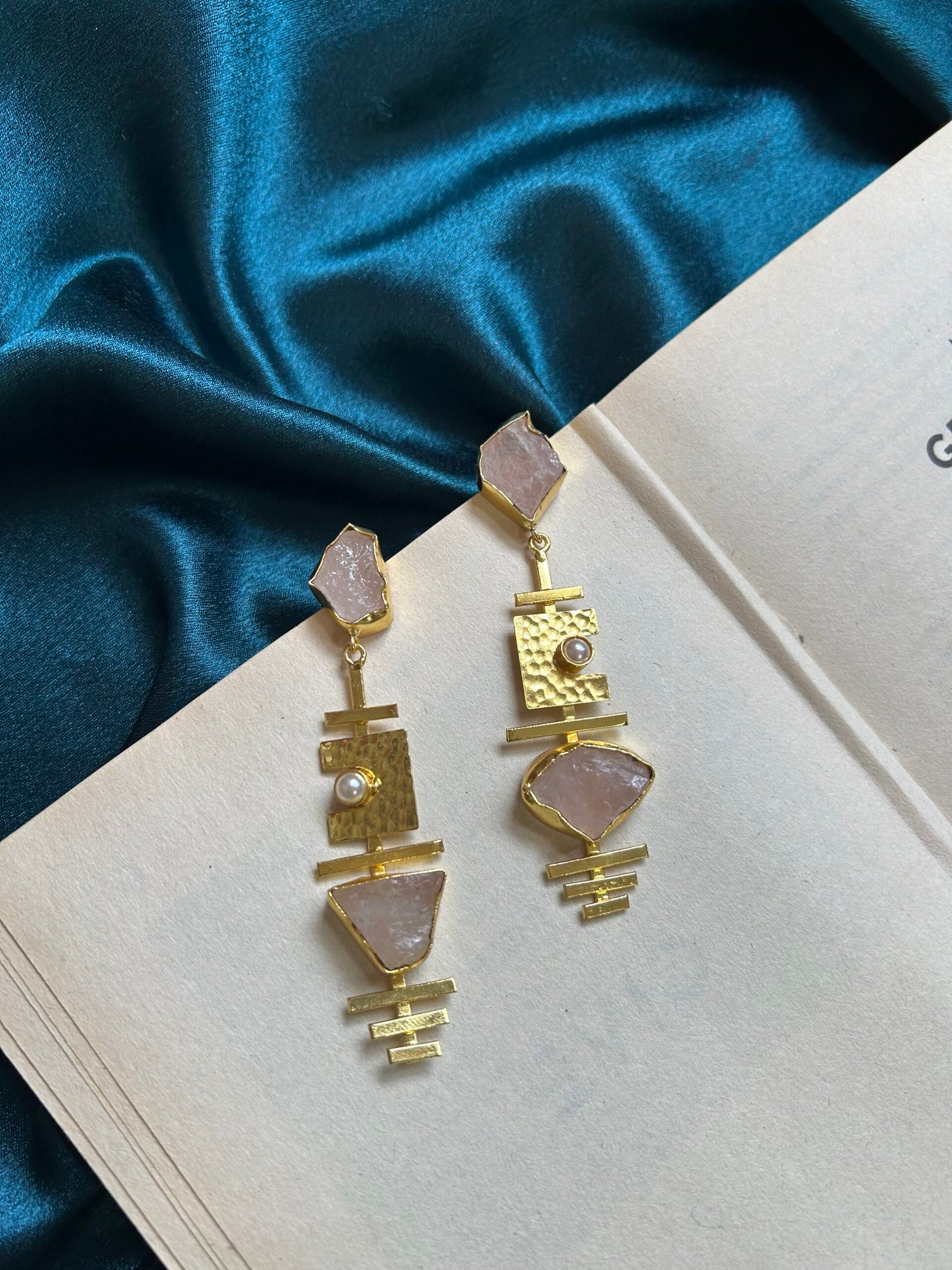 Brass Natural Stone Earrings