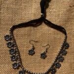 Oxidised Flower Choker Set