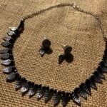 Oxidised Black Mala Leaf Choker Set