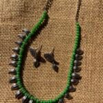 Oxidised Green Leaf Choker Set