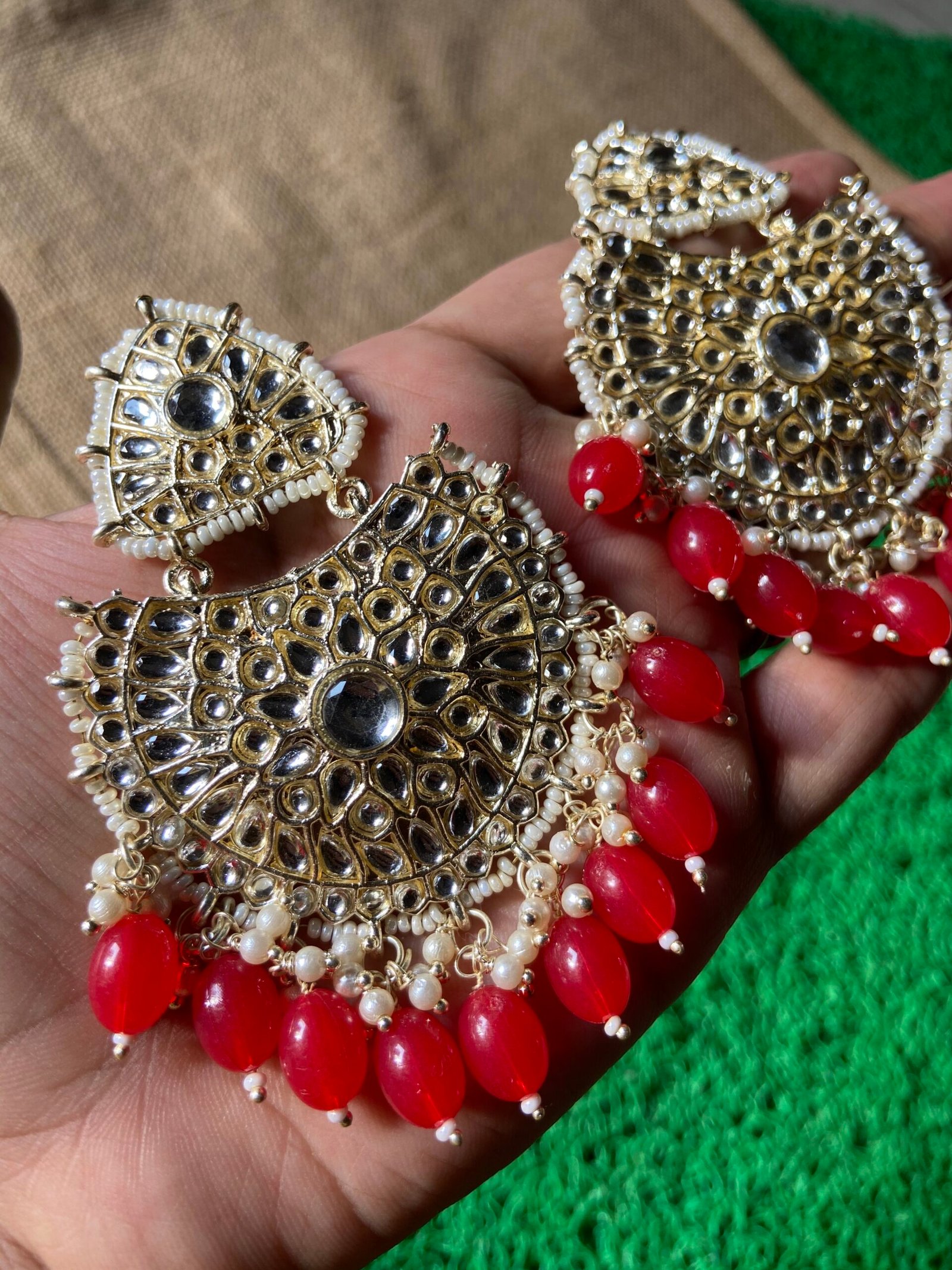 Red Kundan Earrings