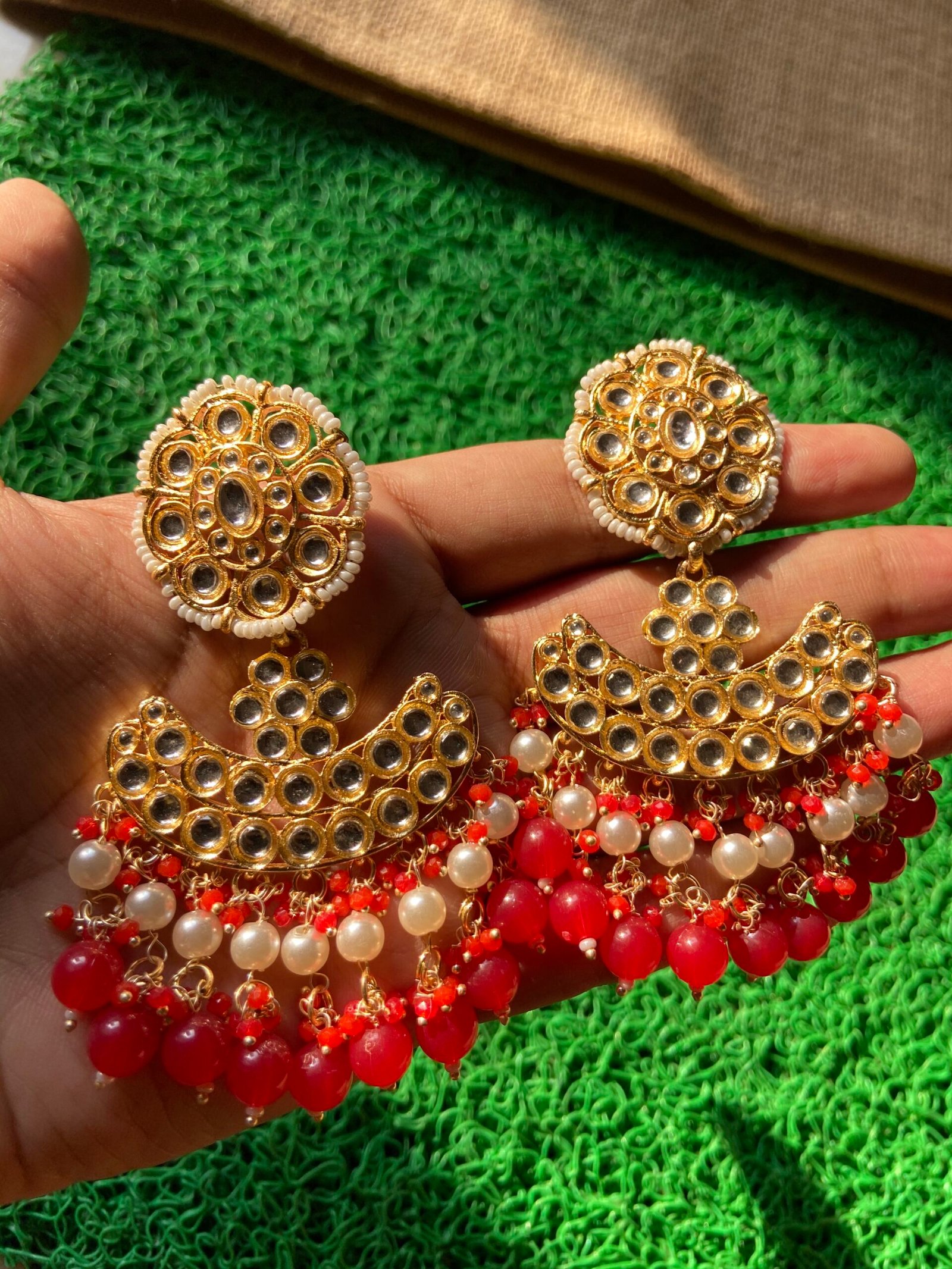 IMG_5929-scaled-1.jpg Kundan Stone Earrings - Red - Image 1