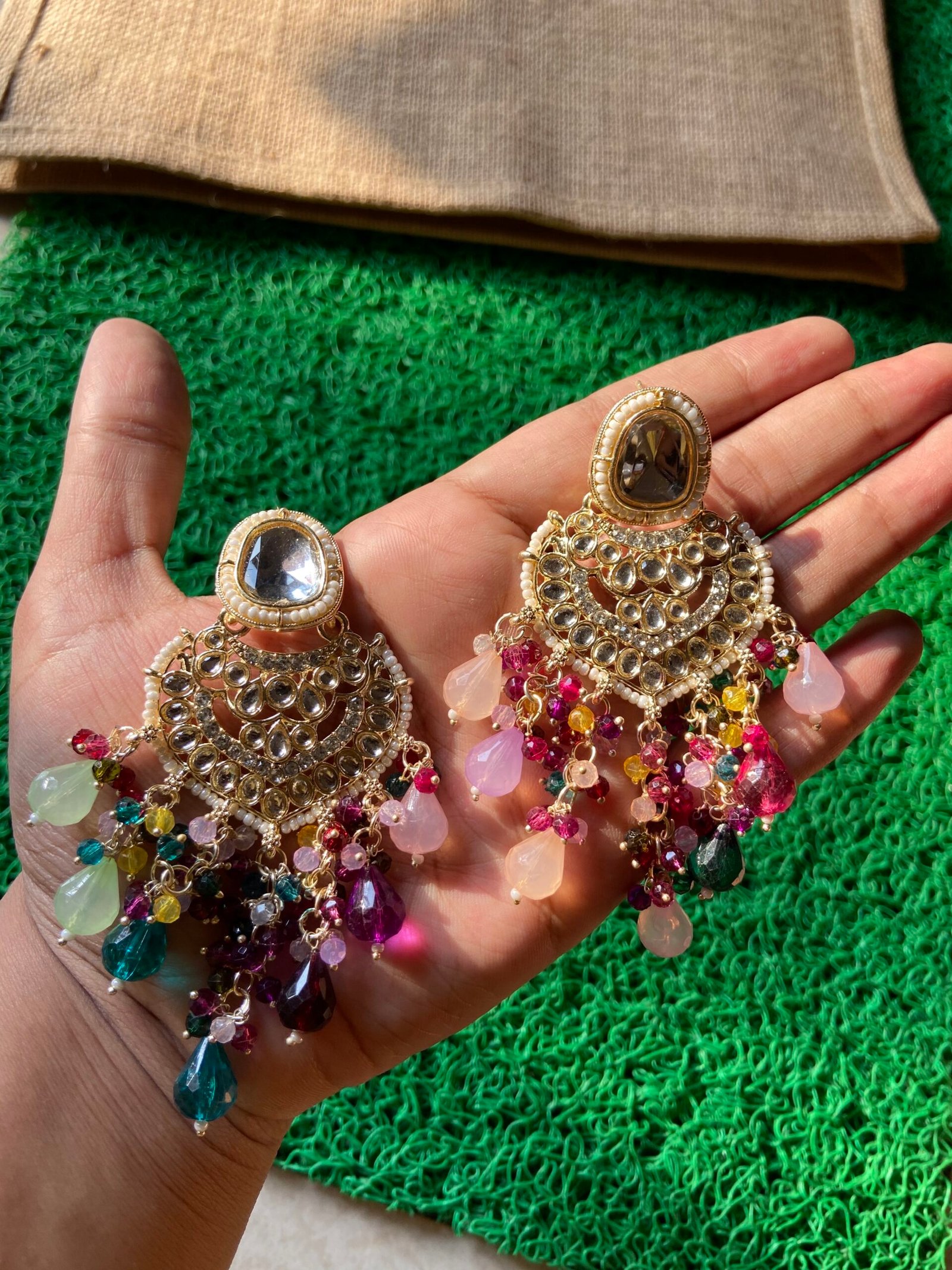 IMG_5939-scaled-1.jpg Polki Kundan Earrings - Multi - Image 1