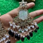 Black Kundan and Moti Jaal Earrings