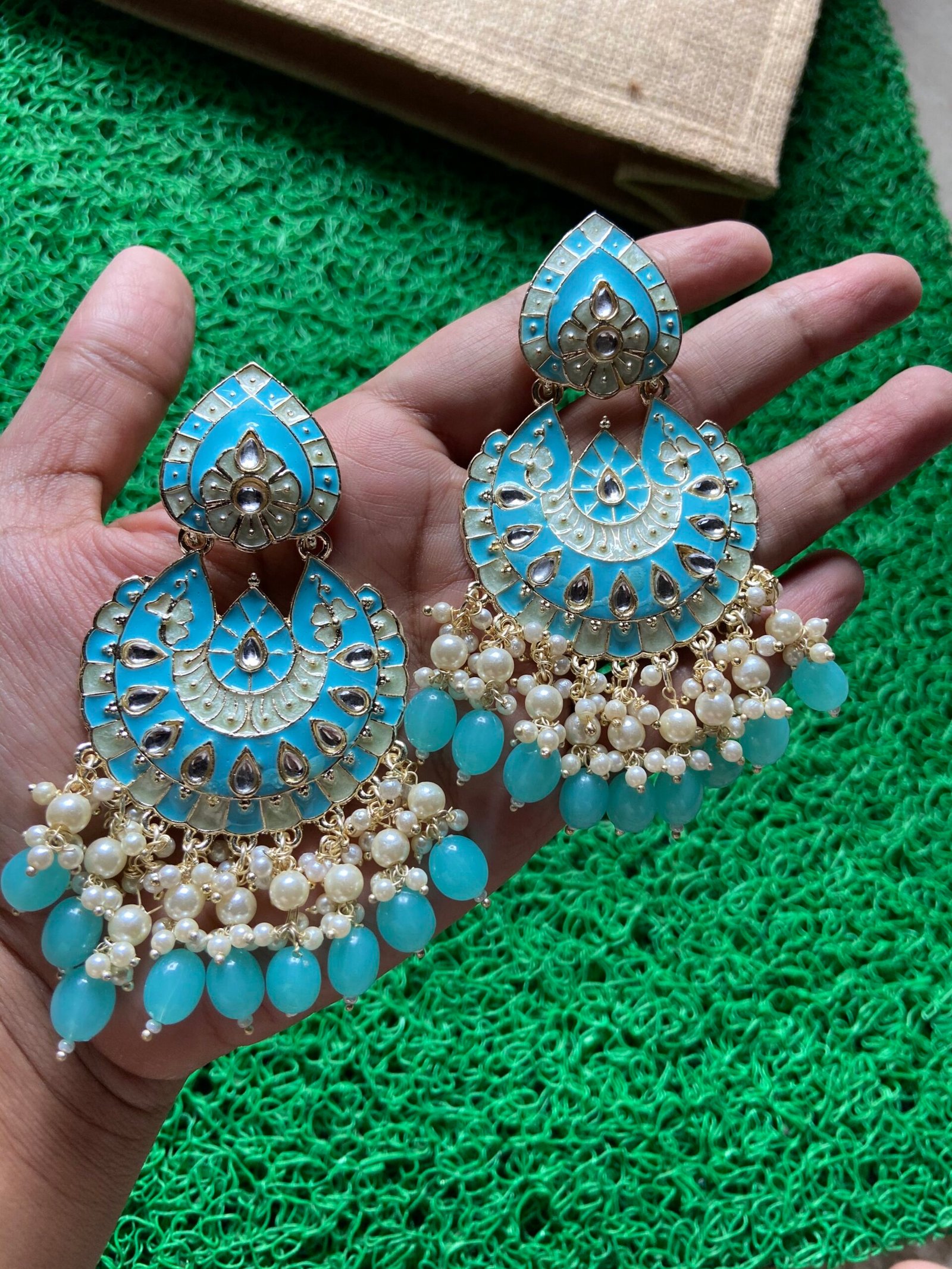 IMG_6035-scaled-1.jpg Sky Blue Meenakari Earrings - Image 1