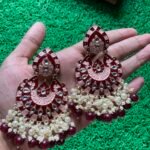 Maroon Meenakari Earrings