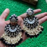 Black and Grey Meenakari Earrings