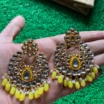 Yellow Kundan Earrings