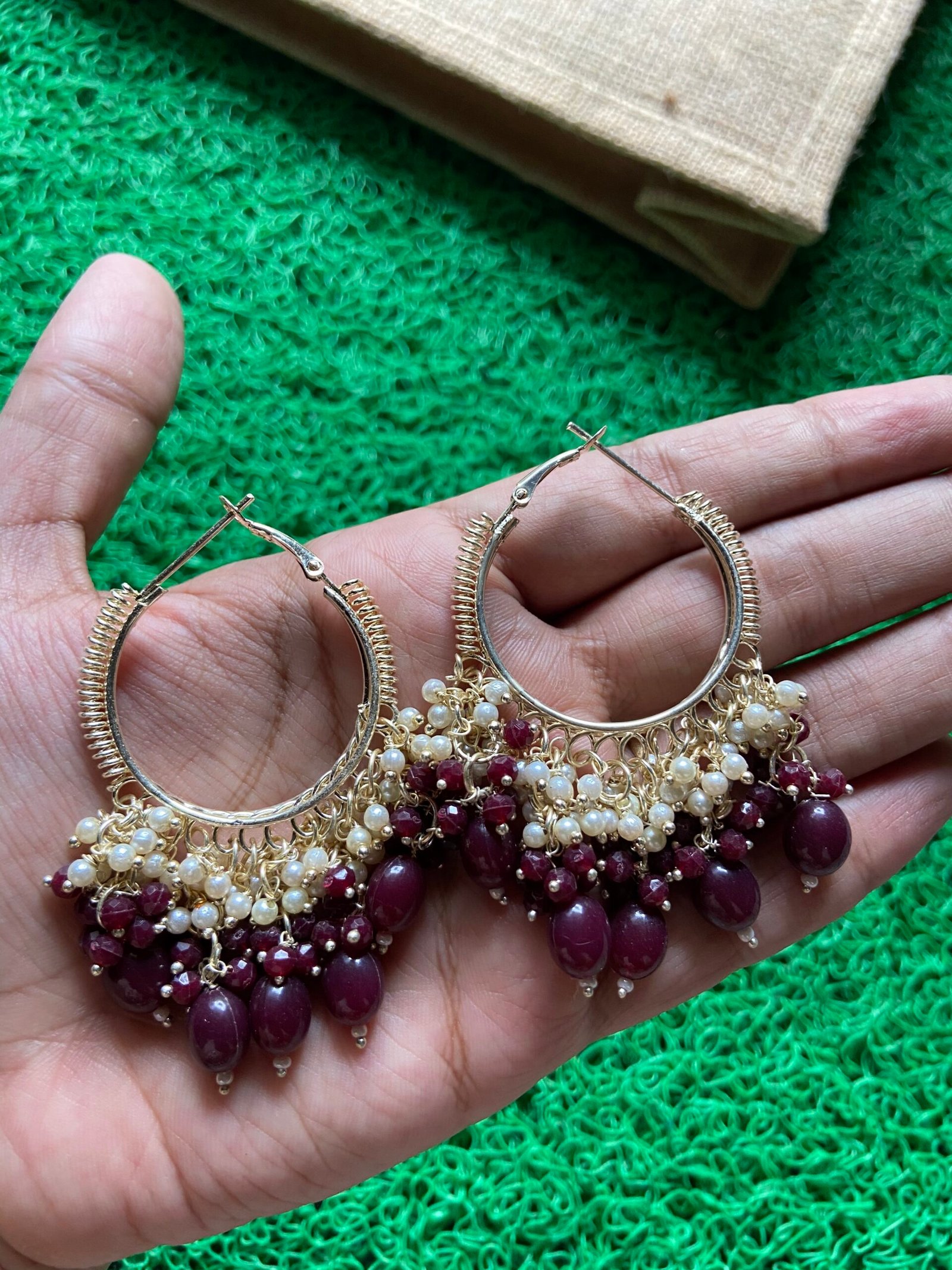 Maroon Beads Earrings