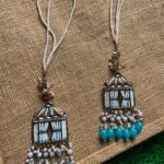 Sky Blue Doli Earrings with Chain