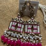Doli Earrings With Ear Chain - Hot Pink