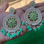 Round Pearl Earrings - Mint Green