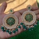 Round Pearl Earrings - Bottle Green