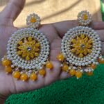Round Pearl Earrings - Yellow
