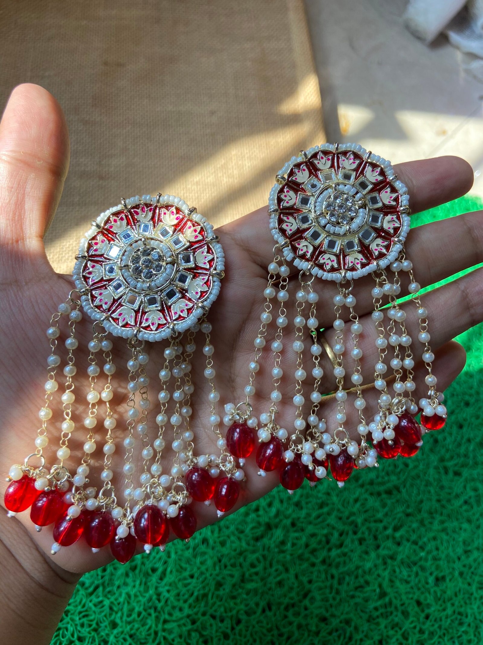 IMG_6309-scaled-1.jpg Chakri Earrings - Red - Image 1
