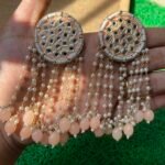 Round Mirror Earrings - Peach