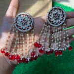 Round Mirror Earrings - Red