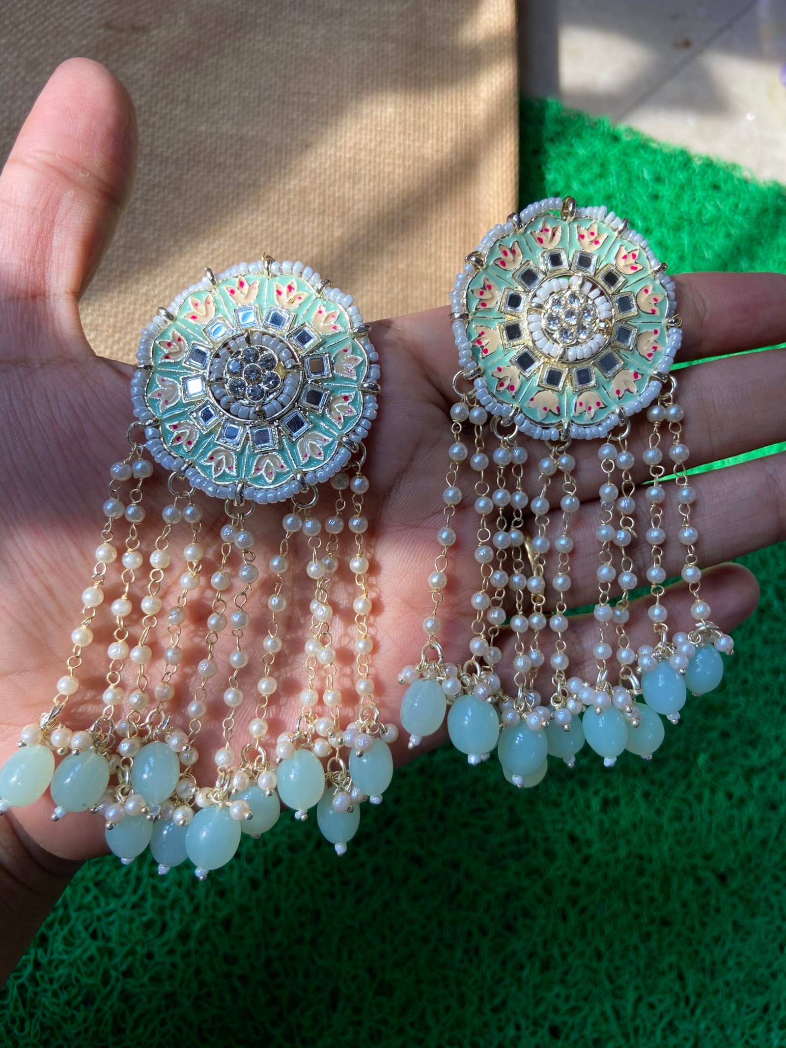 Chakri Earrings - Mint Green