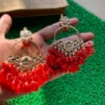 Kundan Earrings With Red Beads