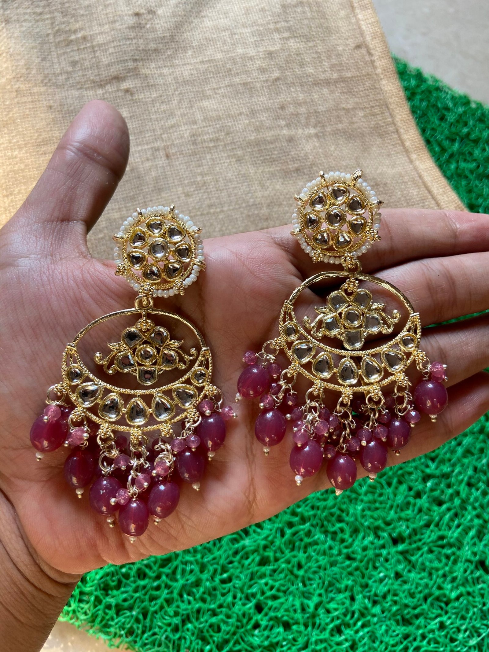 Naina Earrings - Wine