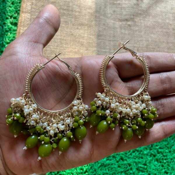 Olive Green Beads Earring