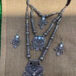 Oxidised Three Layer Necklace Set