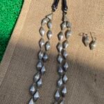 Silver Replica Two Line Mala With Earrings