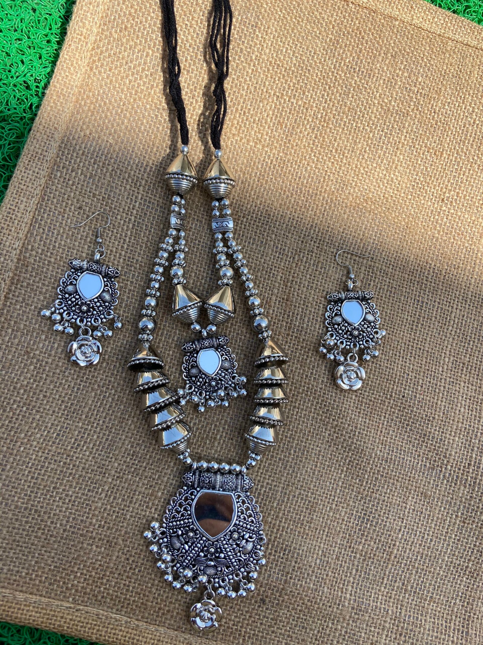 Oxidised Double Layer Necklace