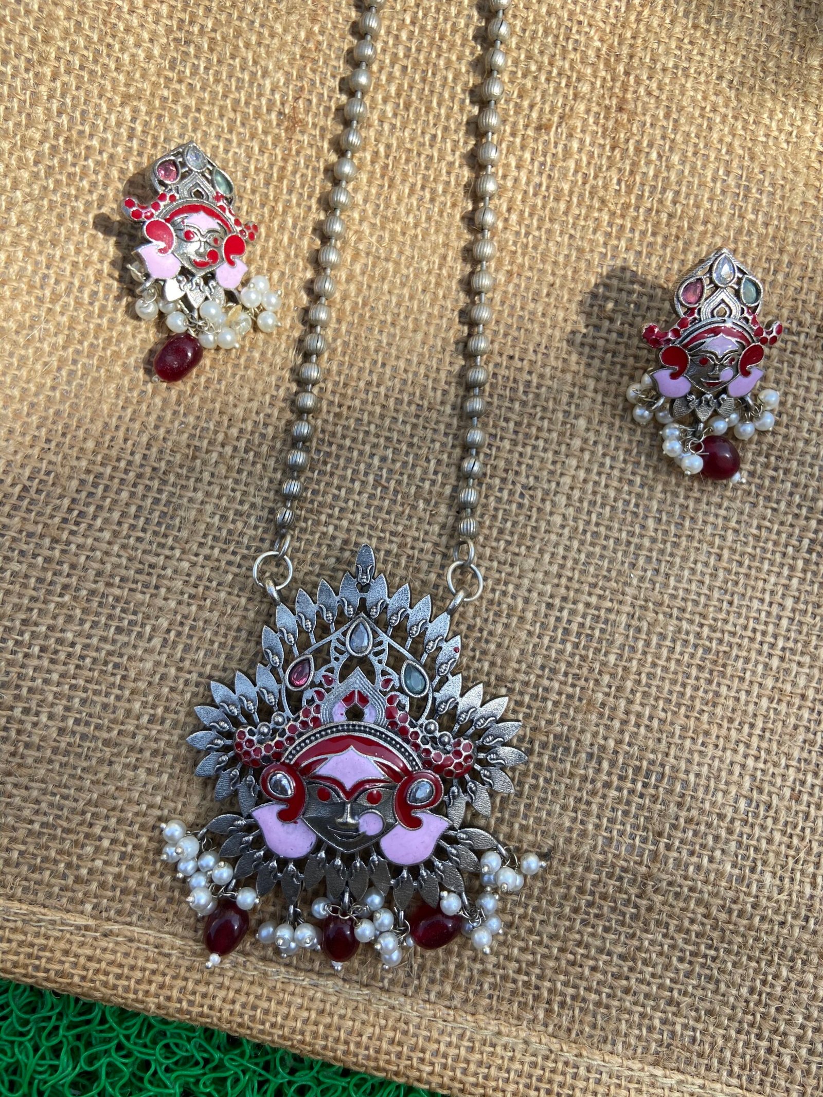 Silver Replica Devi Long Necklace
