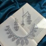 AD Necklace Set With Earrings and Mangtika - Pink