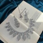 AD Necklace Set With Earrings and Mangtika - Silver