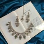 AD Mehendi Polish Necklace Set With Earrings and Mantika - Green