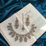 AD Mehendi Polish Necklace Set With Earrings and Mangtika - Pink
