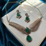 Real Doublet Stone With Polki Kundan Necklace Set - Green