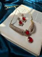 Real Doublet Stone With polki Kundan Necklace Set - Ruby