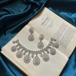 AD Necklace Set With Earrings - Silver