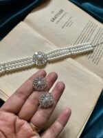 AD Pearl Necklace Set With Studs - Image 2