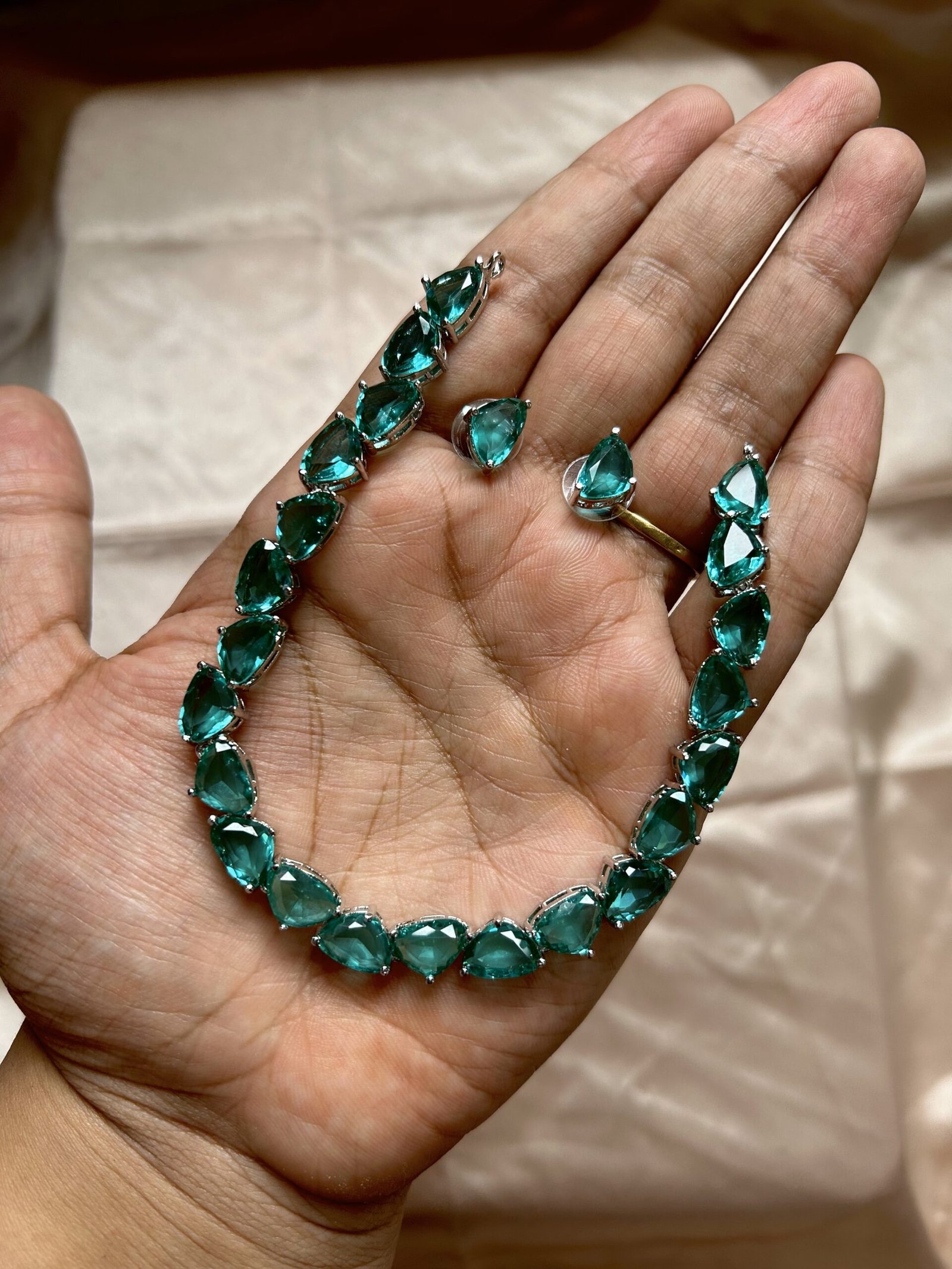 AD Triangle Necklace - Sea Green