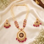 Chir Mala Pink Necklace Set With Earrings