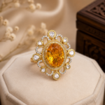 Copper Polki Ring - Yellow