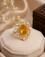 Copper Polki Ring - Yellow